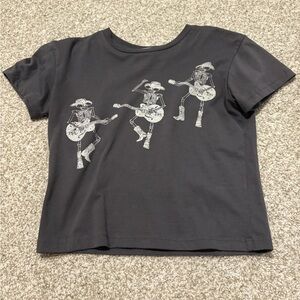 Altar'd State Charcoal Tee with Dancing Skeletons